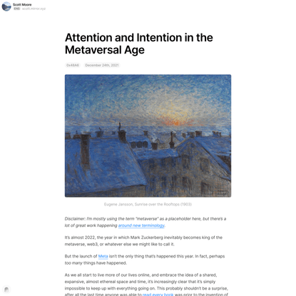 Attention and Intention in the Metaversal Age