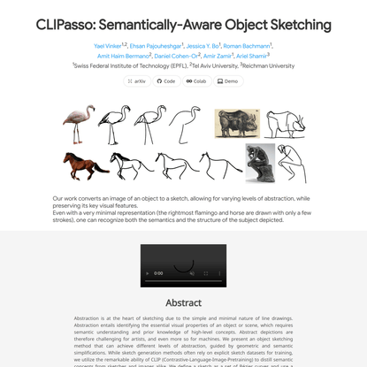 CLIPasso: Semantically-Aware Object Sketching