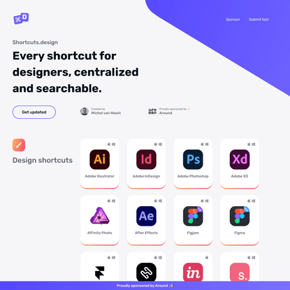 Every shortcut for designers, centralized and searchable