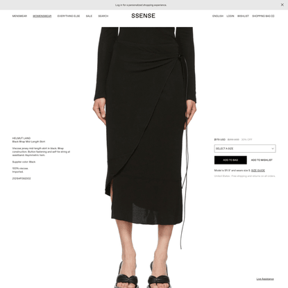 Helmut Lang - Black Wrap Mid-Length Skirt