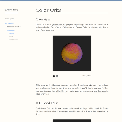 Danny King: Generative Art | Color Orbs - Overview