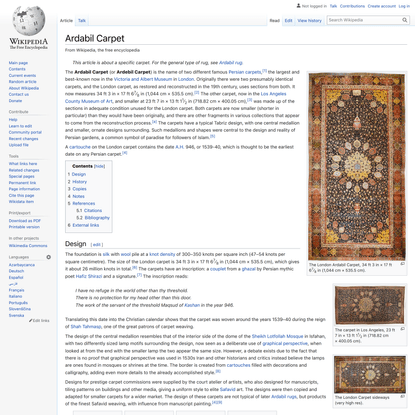 Ardabil Carpet - Wikipedia