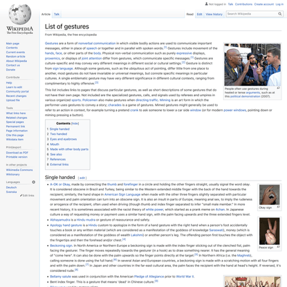 List of gestures - Wikipedia