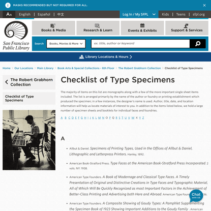 Checklist of Type Specimens