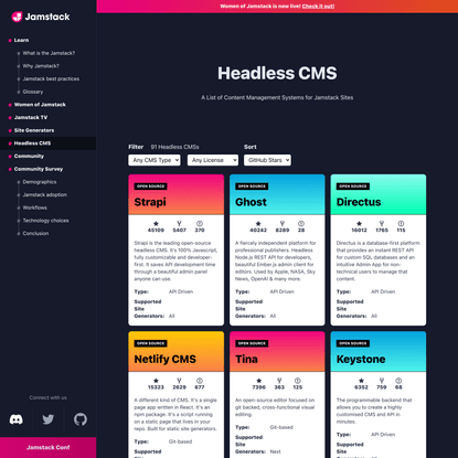 Headless CMS - Top Content Management Systems | Jamstack
