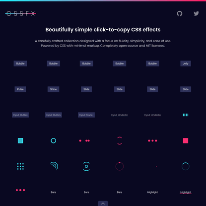 CSSFX - Beautifully simple click-to-copy CSS effects