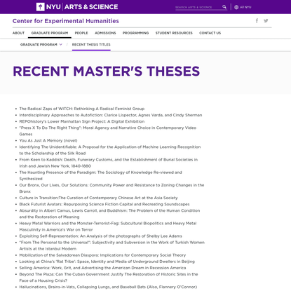 Recent Master's Theses