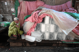 Ice vendor in old Delhi