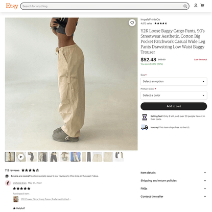 Y2K Loose Baggy Cargo Pants 90’s Streetwear Aesthetic | Etsy