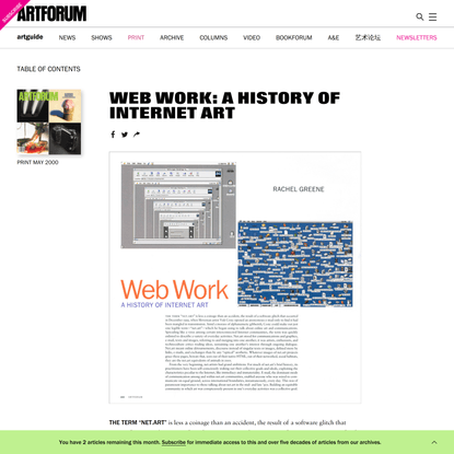 WEB WORK: A HISTORY OF INTERNET ART