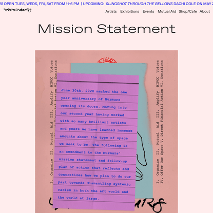 mission statement — Murmurs