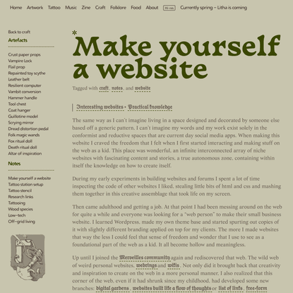 Make yourself a website - Ritual dust