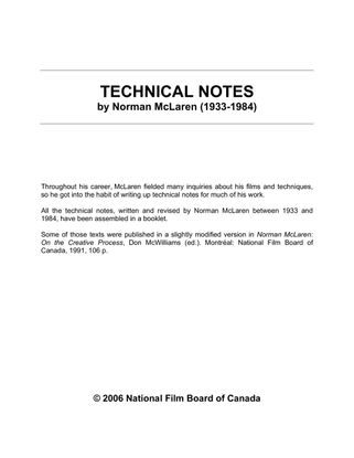 Technical Notes by Norman McLaren