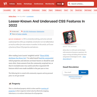 Lesser-Known And Underused CSS Features In 2022 — Smashing Magazine