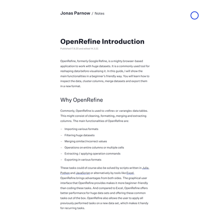 OpenRefine Introduction
