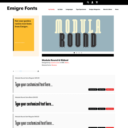Emigre: Modula Round &amp; Ribbed Font Family
