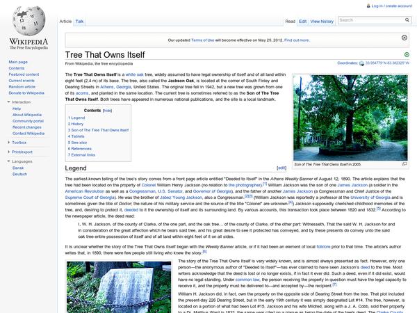 Tree That Owns Itself - Wikipedia, the free encyclopedia