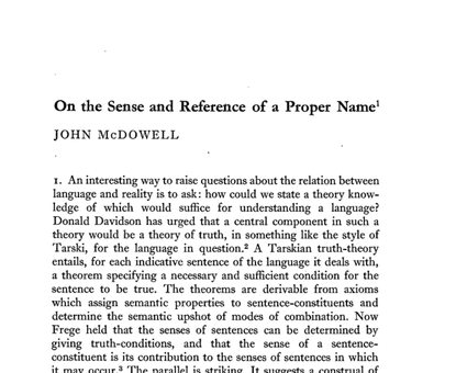 On the Sense and Reference of a Proper Name - John McDowell