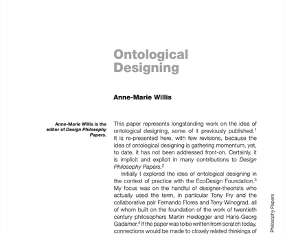 Ontological Designing - Anne-Marie Willis