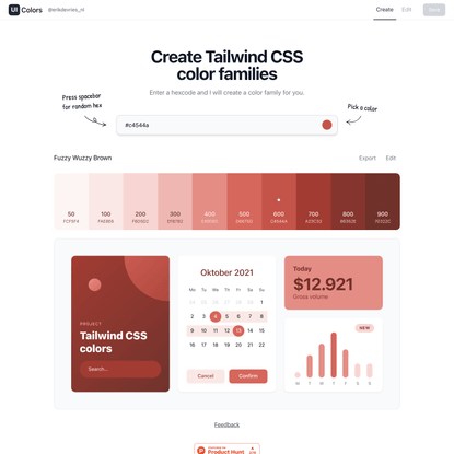 UI Colors | Tailwind CSS Color Shades Generator &amp; Editor