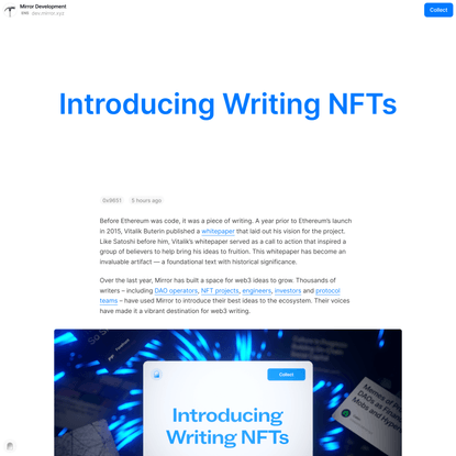 Introducing Writing NFTs