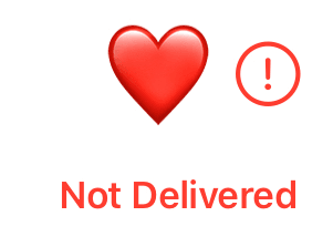 red emoji heart next to red alert icon over red text on light background that reads not delivered