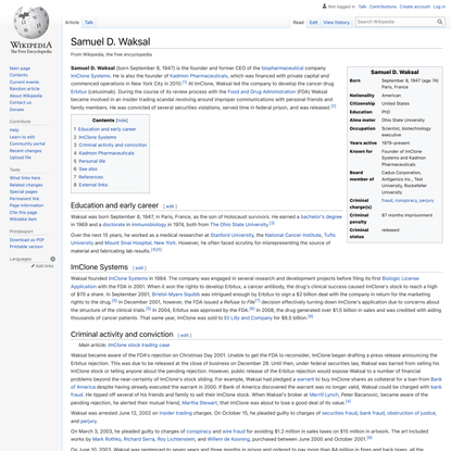 Samuel D. Waksal - Wikipedia