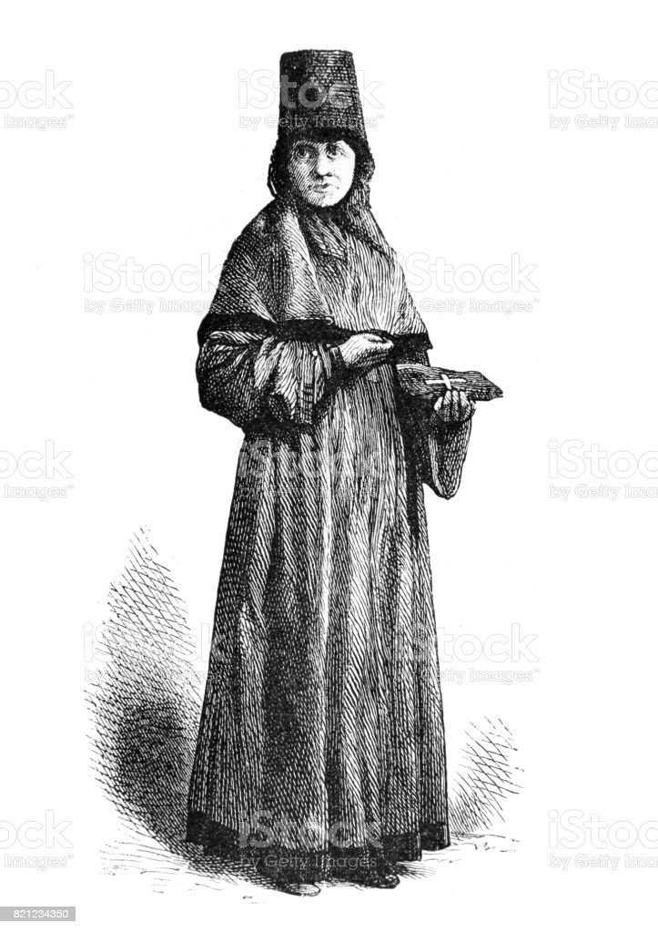 south-russian-nun-collecting-for-a-convent-illustration-id821234350