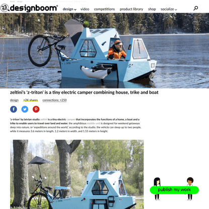 zeltini’s ‘z-triton’ is a tiny electric camper combining house, trike and boat