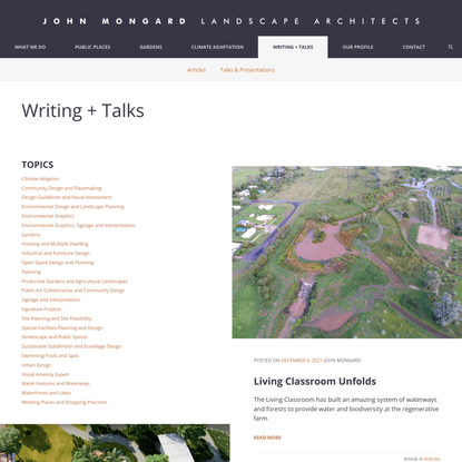 Writing + Talks - John Mongard Landscape Architects