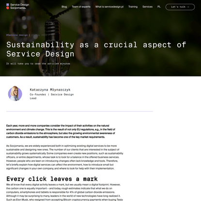 Sustainability as a crucial aspect of Service Design - Socjomania