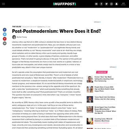 Post-Postmodernism: Where Does it End?
