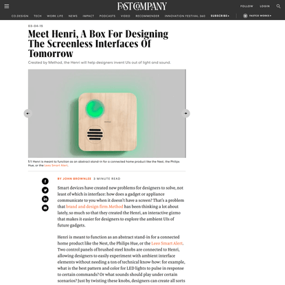 Meet Henri, A Box For Designing The Screenless Interfaces Of Tomorrow