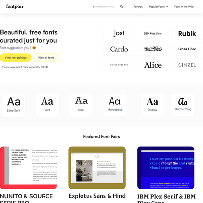 Fontpair - Free typography for your next design project (Google Fonts, Fontshare, Fontesk, Font Squirrel, and more) - Fontpair