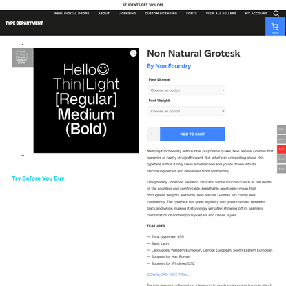 Non Natural Grotesk - Type Department