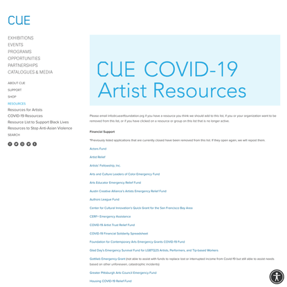 COVID-19 Resources — CUE Art Foundation