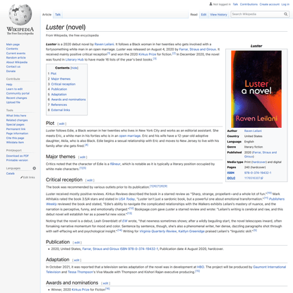 Luster (novel) - Wikipedia