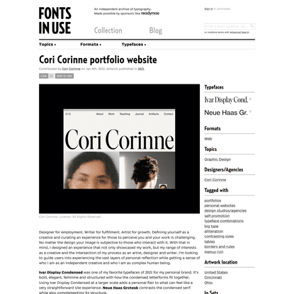 Cori Corinne portfolio website