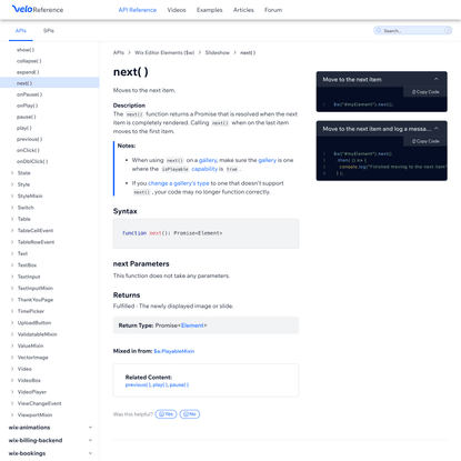 next - Velo API Reference - Wix.com