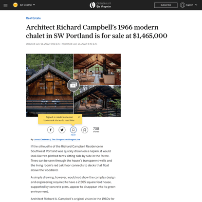 Architect Richard Campbell’s 1966 modern chalet in SW Portland is for sale at $1,465,000 - oregonlive.com