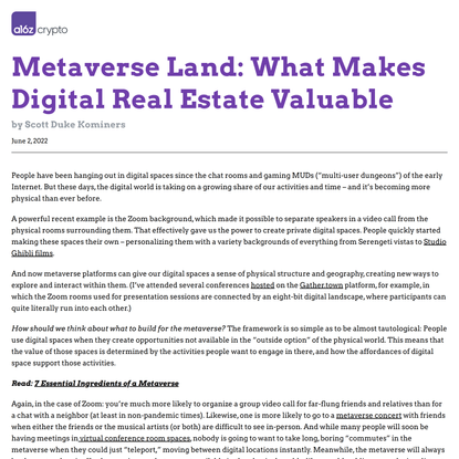 Metaverse Land: What Makes Digital Real Estate Valuable