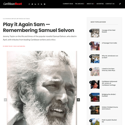 Play it Again Sam — Remembering Samuel Selvon | Caribbean Beat Magazine