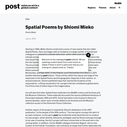 Spatial Poems by Shiomi Mieko - post