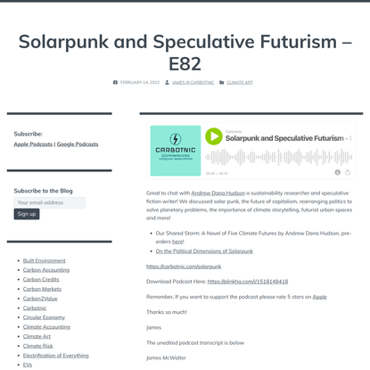 Solarpunk and Speculative Futurism – E82 – Carbotnic