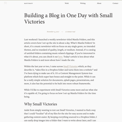 Building a Blog in One Day with Small Victories - Mattymatt