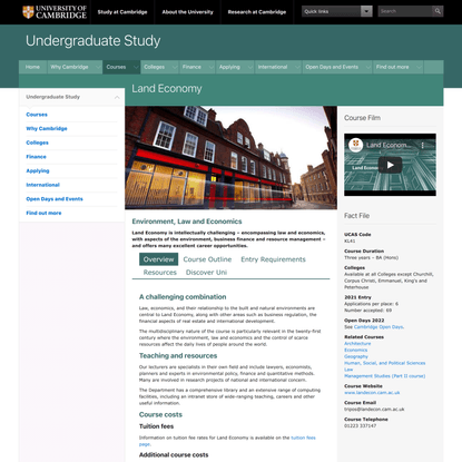 Land Economy | Undergraduate Study