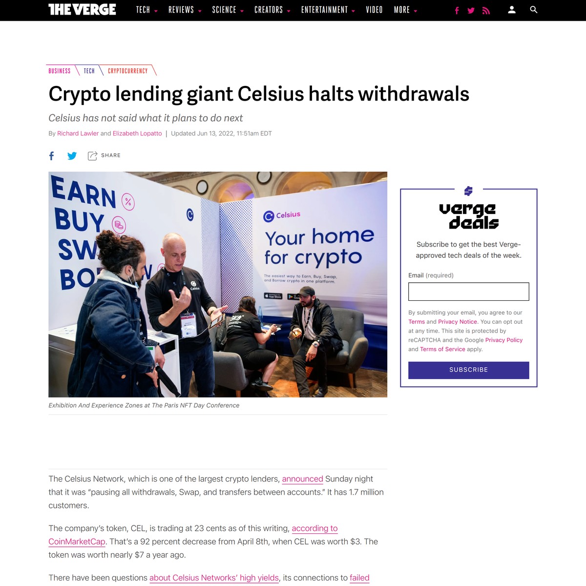 Crypto lending giant Celsius halts withdrawals — Are.na