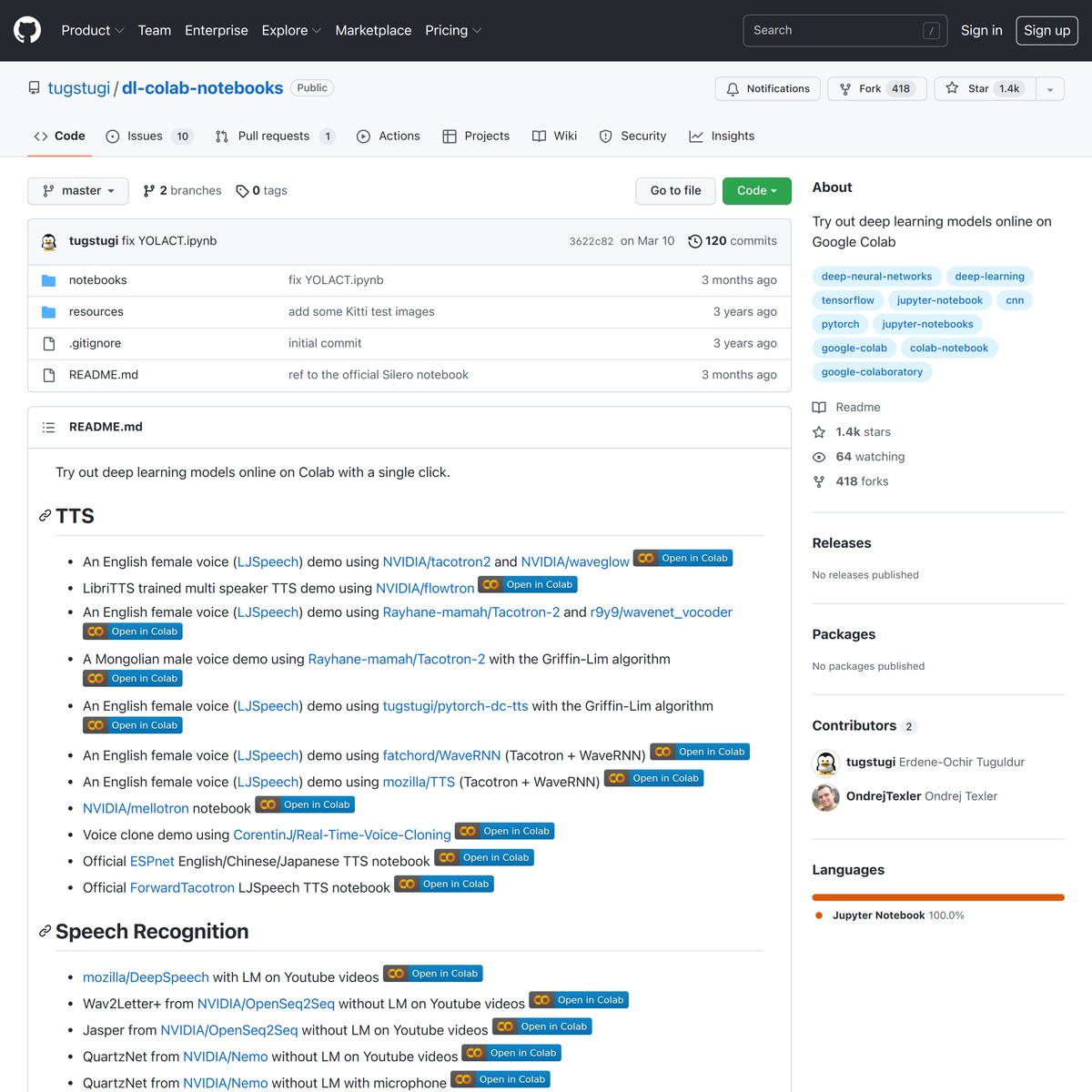 GitHub - Tugstugi/dl-colab-notebooks: Try Out Deep Learning Models ...