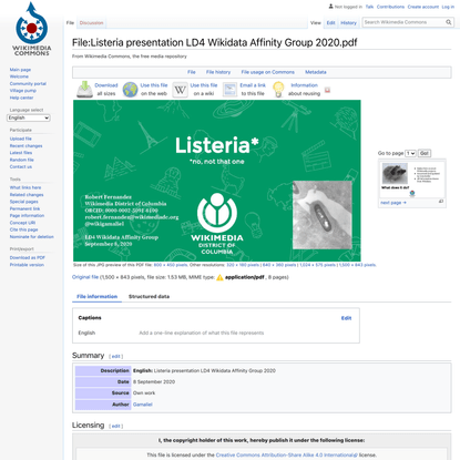 File:Listeria presentation LD4 Wikidata Affinity Group 2020.pdf - Wikimedia Commons