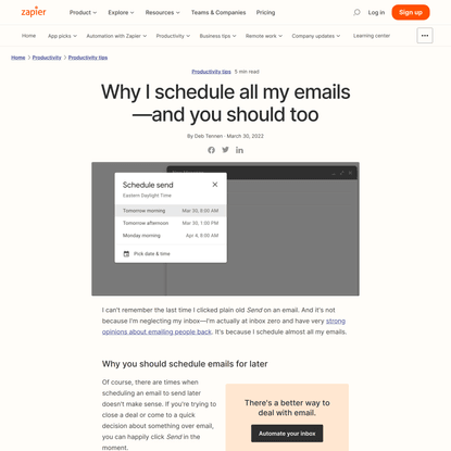Why I schedule all my emails | Zapier